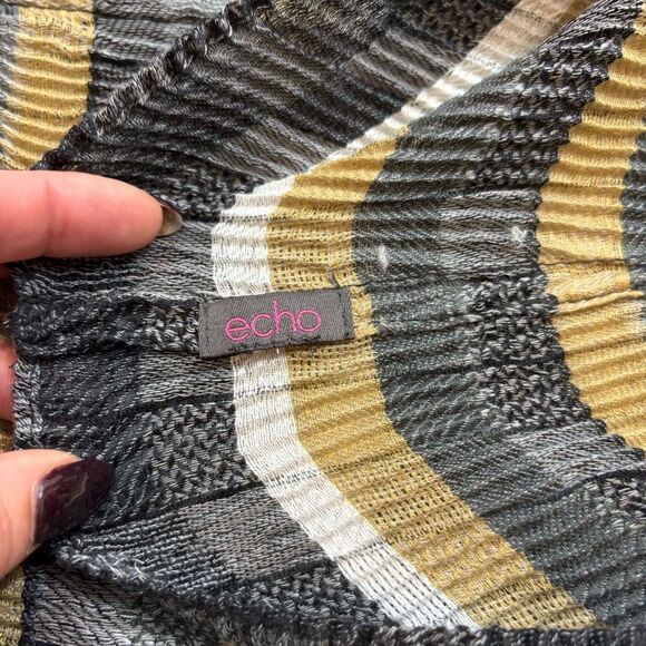 Ladies Echo Brand Ribbed Lightweight Striped Infinity Scarf - Picture 4 of 9